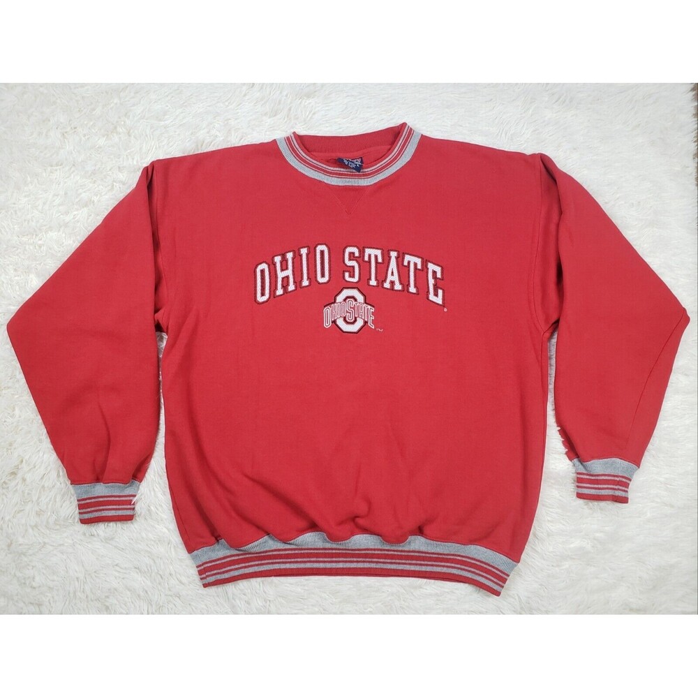Vintage 90s Ohio State Size Large Savvy Red Embroidered Crewneck Sweatshirt